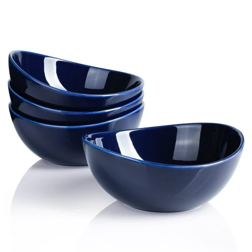 Budget ✨ Sweese Navy Curved Porcelain Bowls ✔️ -Sweese Elegant Shop 10ozcurvedbowlsnavy