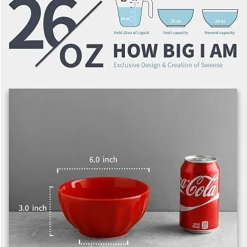 Top 10 😍 Sweese Red Porcelain Fluted Bowls, Set of 4 😀 -Sweese Elegant Shop 20200417104844