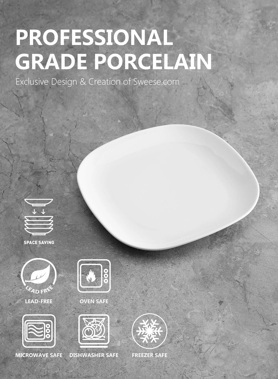 Best Sale β€οΈ Sweese Square White Porcelain Plates π 4 Best Sale β€οΈ Sweese Square White Porcelain Plates π - Image 4