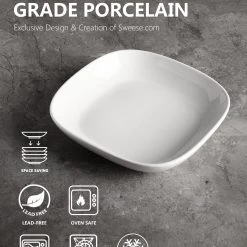 Buy ❤️ Sweese Square Porcelain Pasta Bowls 🥰 8 Buy ❤️ Sweese Square Porcelain Pasta Bowls 🥰 -Sweese Elegant Shop 30ozsquarepastabowlsspec