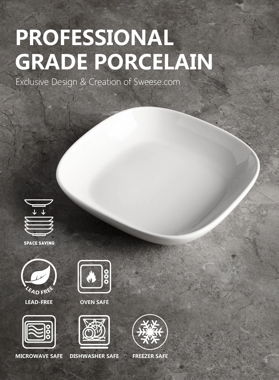 Buy ❤️ Sweese Square Porcelain Pasta Bowls 🥰 3 Buy ❤️ Sweese Square Porcelain Pasta Bowls 🥰 - Image 3