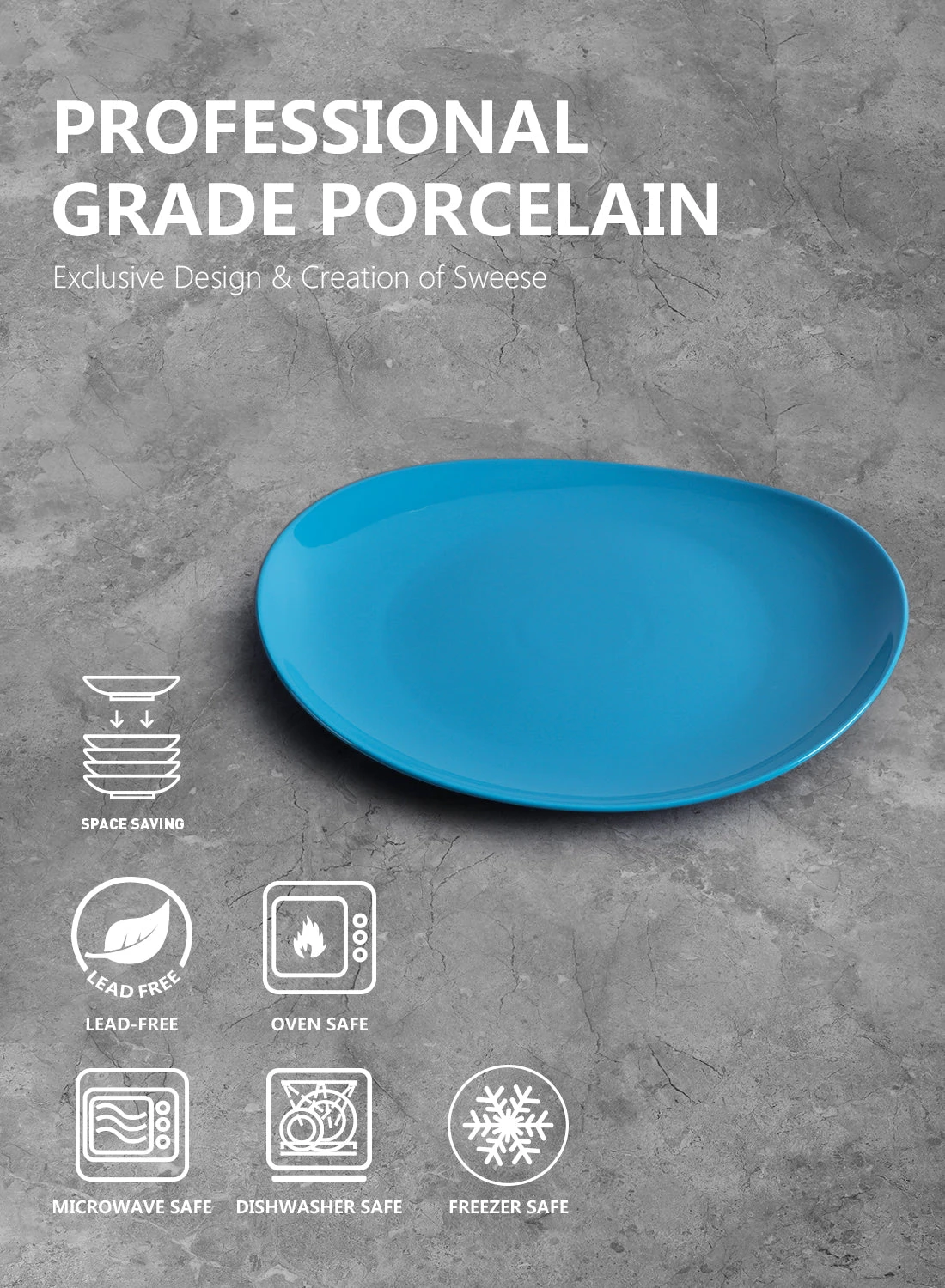 Brand new π Sweese Steel Blue Curved Porcelain Plates β€οΈ 4 Brand new π Sweese Steel Blue Curved Porcelain Plates β€οΈ - Image 4