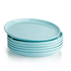 Wholesale ✨ Sweese Turquoise Round Porcelain Plates, Set of 6 👍