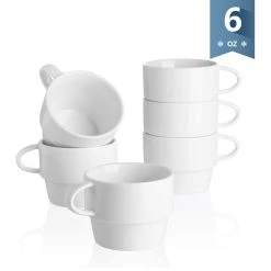 Outlet ✨ Sweese White Stackable Coffee Cups 🔔 -Sweese Elegant Shop 6 ounce stackable coffee cups white