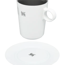 Deals ⭐ Stanley The DayBreak Café Latte Cup & Stillness Saucer | 10.6 OZ ✨ -Sweese Elegant Shop B2B Web PNG Cafe Latte Cup Stillness Saucer 10 6OZ Pale Stone Hero Exploded