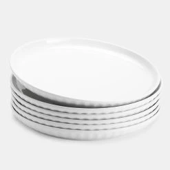 Outlet 👏 Sweese White Fluted Round Porcelain Plates 👍