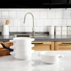 Wholesale 😉 Sweese Porcelain Soup Bowls with Handles 🔔 -Sweese Elegant Shop Lug soup bowl set 4 white