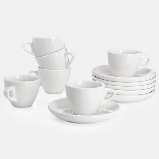 Best Pirce 🎉 Sweese Porcelain Espresso Cups with Saucers 🥰 -Sweese Elegant Shop Porcelain Espresso Cups with Saucers 2 Ounce White