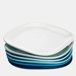 Promo π Sweese Blue Assorted Square Porcelain Plates β€οΈ
