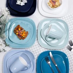 Promo 👍 Sweese Blue Assorted Square Porcelain Plates ❤️ -Sweese Elegant Shop Square dinner plate set 6 blue series ad791387 785c 48cc aa21 d043d5ee7911