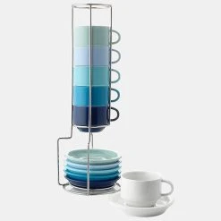 Flash Sale 😀 Sweese 2.5 Ounce Porcelain Espresso Cups with Rack ✨ -Sweese Elegant Shop coffee cup set with stand blue series 1024x1024 11a30793 3795 48c8 8e74 9864c734b65f