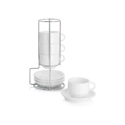 Best Sale π Sweese Stackable Coffee Cups with Saucers and Metal Stand β