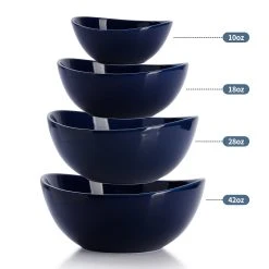 Budget ✨ Sweese Navy Curved Porcelain Bowls ✔️ -Sweese Elegant Shop nestingbowlssetnavy