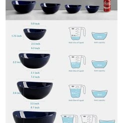 Budget ✨ Sweese Navy Curved Porcelain Bowls ✔️ -Sweese Elegant Shop nestingbowlssetnavy1