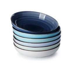 Best Pirce ❤️ Sweese Blue Gradient Porcelain Pasta Bowls 🎁
